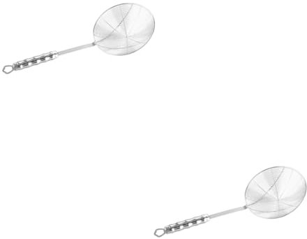 Cabilock 2 Piezas colador de mango largo colador de pasta de malla de alambre de acero de té pasta cuchara espumadera para servir alimentos Silver