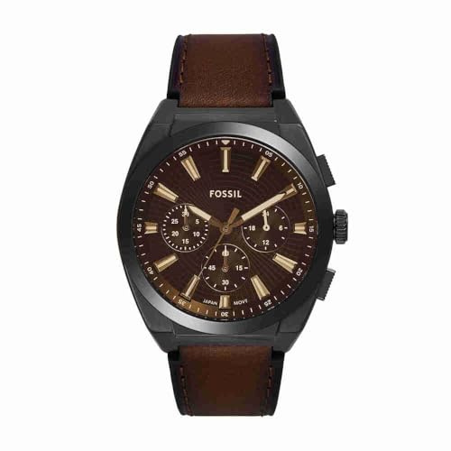 Fossil Everett Herrenuhr, Quarz-Chronographenwerk mit Edelstahl- oder Lederarmband