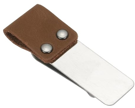 PATIKIL Pennögla för anteckningsbok, silver rostfritt stål bokklämma med läder pennhållare för anteckningsböcker journaler planerare, brun