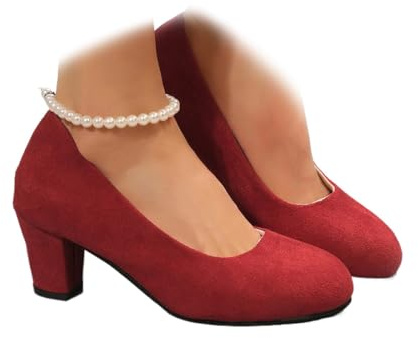 Women's Cross Strap Casual High Heels, Womens Mid Block Heels Mary Jane Ankle Strap Court Shoes Ladies Comfort Support Work Pumps