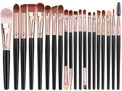 Set Pennelli Trucco Professionale, Kit Completo con Pennello Fondotinta, Correttore e Blush, Set Pennelli Make Up per Principianti ed Esperti (Rosa Oro 20 Pezzi)