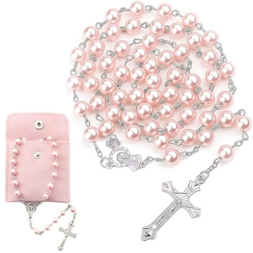 kaiyaya Katholischer Rosenkranz Kette,Rosenkranz Katholisch mit Retro-Kreuz und Geschenkbeutel,Gebetskette Christlich Elegante Rosary für Taufe Kommunion Hochzeit Kommunion Party