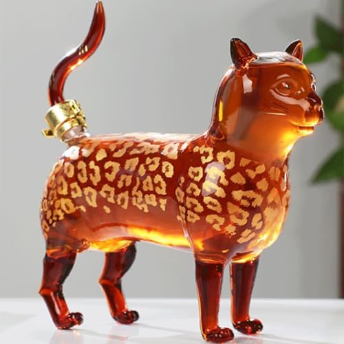 Carafe A Decanter Whisky - Statue Bouteille Whisky, Bouteille De Whisky Amusante De 34 Oz En Forme De Chat, Statue D'animal, Carafe En Verre Soufflé À La Main, Décoration De Bar Originale