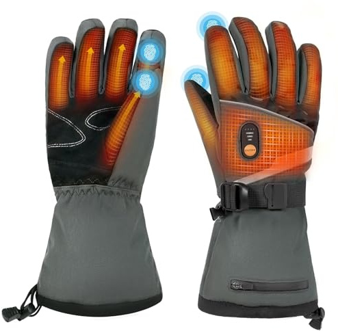 Minthouz Beheizbare Handschuhe für Herren Damen, 7.4V Akku Beheizte Handschuhe, 3 Heizstufen Heated Gloves mit Wetterfest & Touchscreen Design für Arbeit im Freien,Radfahren, Skifahren - L