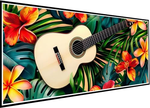 Diamond Painting Erwachsene Gitarre, 5D Diamant Painting Bilder Blume DIY Diamant Kunst Malerei Stickerei Set für Kinder Anfänger, Mosaikherstellung Bastelset Erwachsene für Wanddeko 40x95cm 75-p8