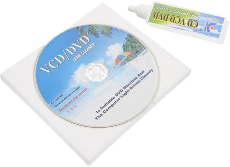 ROMISBABA CD Dvd Care Set with Cleaning Disc and Liquid Deep Groove Brush for Player Maintenance Dust Removal for CD Vcd Dvd Players Enhances Sound Quality and Extends Device Lifespan