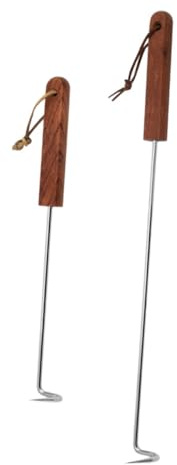 DIYEAH 2 Piezas Gancho de Acero Inoxidable para Carne con Mango Resistente Volteador de Barbacoa y Cocina para Asar Camping y Procesamiento de Carne