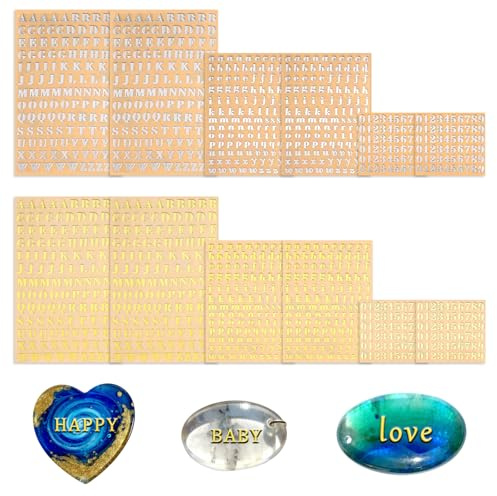 12 Blatt Kleine Buchstaben Aufkleber Mini Nummer Sticker Selbstklebende Klein Klebebuchstaben Gold Silber Buchstabenaufkleberr Letter Stickers Silver für DIY Bastelarbeiten Dekoration