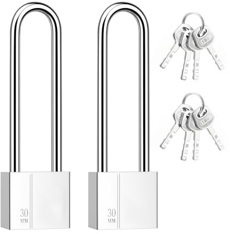 Padlock 2 Pack Locker Padlocks Long Padlocks with Keys Locker Pad Locks Padlock with Keys Outdoor for Shed Garden Garage Fence Gym Luggage
