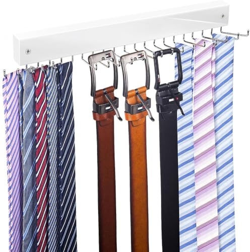 Lawnoval Ganchos de almacenamiento de madera de haya maciza para colgar en la pared, organizador de llaves, corbatas y accesorios con diseño que ahorra espacio y fácil instalación en el hogar, oficina