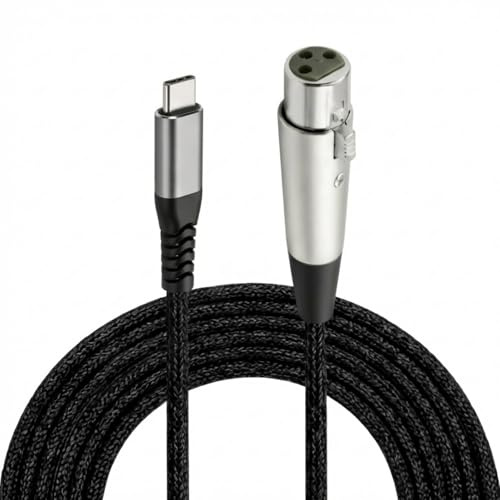 Velozym XLR auf USB Typ C Stecker, Audiokabel XLR weiblich auf USB C, Mikrofonkabel XLR weiblich für dynamische Mikrofone, Recorder, Laptops, Tablets (1 m)
