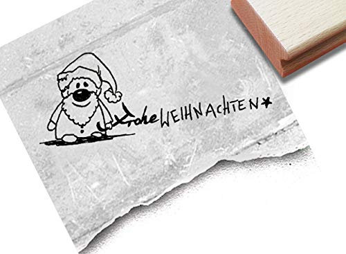 Stempel Weihnachtsstempel FROHE WEIHNACHTEN mit Weihnachtsmann - Textstempel Karten Geschenkanhänger Geschenk Weihnachtsdeko - zAcheR-fineT