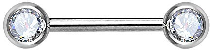Piersando Intimpiercing Brustwarzen Piercing Barbell mit Hantel Doppel Front Kristall Kugel