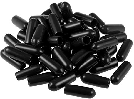 sourcing map 50pcs Rubber End Caps 4mm ID Vinyl Round Tube Bolt Cap Cover Screw Thread Protectors Black