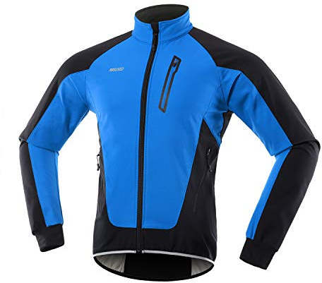 ARSUXEO Fahrradjacke Herren Radjacke Winter Fahrrad Jacke Thermo Reflektierende Wasserdicht Atmungsaktiv Softshell Winterjacke 20B Blau XL