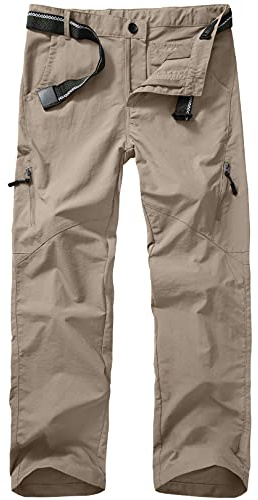 Kids' Cargo Pants, Youth Boys' Hiking Casual Outdoor Quick Dry Boy Scout Pants #9030-Khaki-M