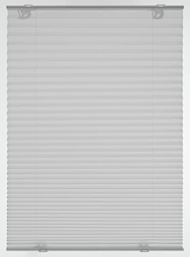 GARDINIA Estor plisado Solo con ventosas, Persiana plegable opaca, Todas las piezas de montaje incluidas, 2 rieles operativos de aluminio, Gris, 100 x 130 cm (An x Al)