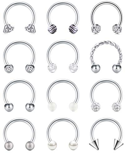 vcmart Hufeisen Nasenring Nasenpiercing Septum Ring 8mm 16G Chirurgenstahl Nase Lippe Helix Tragus Daith Piercing