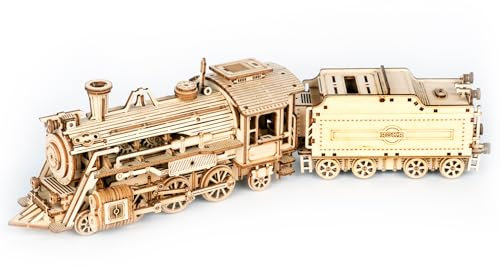 ROKR Retro Dampflokomotive Modellfahrzeug Zug 3D Holzpuzzles für Erwachsene Teenager Kinder Geschenk Heimdekoration