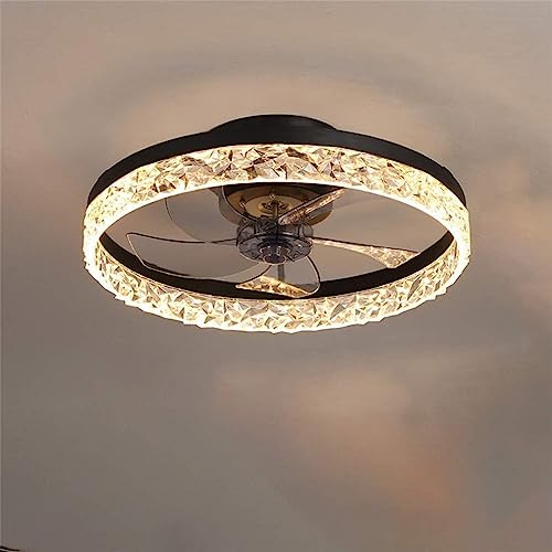 Ventilateur De Plafond LED Avec Lampe 66W Ultra-Silencieux Fan Lumière Télécommande Ventilateur Dimmable Lustre De Ventilateur Moderne Invisible Fan Plafonnier Salon Fan De Plafond Éclairage,Noir