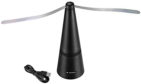 Navaris 1x Fliegenwedler elektrisch Fliegenabwehr - 8,5 x 24,5 x 8,5cm - elektrischer Fliegenvertreiber - Fliegen Ventilator Vertreiber - Schwarz