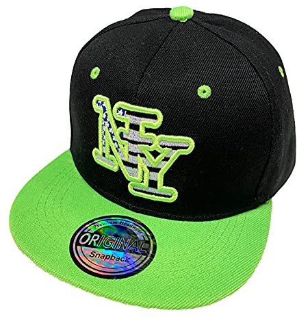 J26 Barn snapback USA keps tonåring keps basebollkeps trucker keps NY, Grön randig, One size
