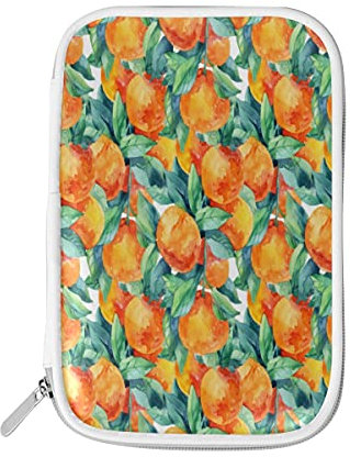 HaJie Trousse à crayons orange avec fermeture éclair et motifs artistiques et peints, grande capacité pour pinceaux et maquillage