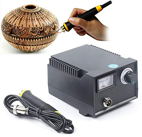 Pyrographie Maschine Tragbar Brandmal-Kolben Set mit 23 Pcs Brennspitzen Pyrographie Werkzeug 220V LH40-Z zum Zeichnen, Schreiben auf Holz, Leder, Kürbis