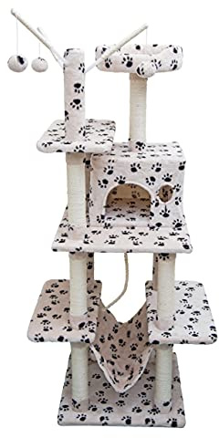 ESTEXO Katzenkratzbaum Kratzbaum Katzenbaum 155 cm Spielbaum Kletterbaum für Katzen Kratzmöbel Spielmöbel Footprint