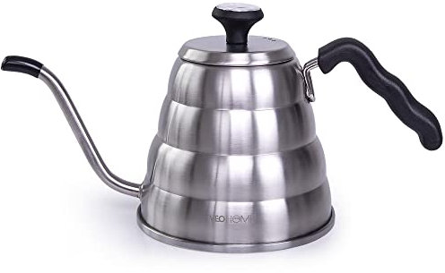 Bouilloire inox à col de cygne compatible gaz, induction, céramique pour préparer thé et cafés