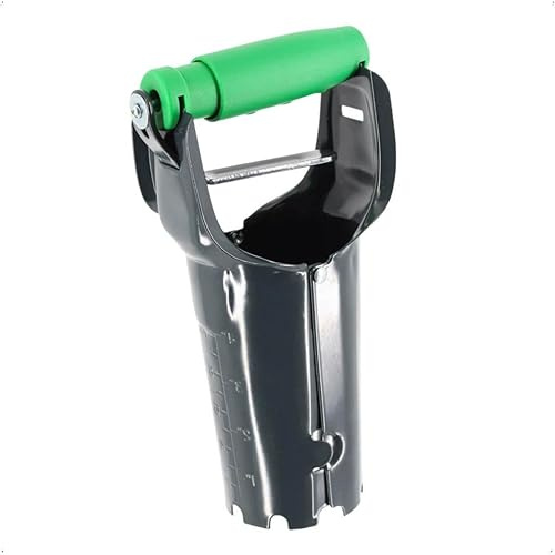 Rekord - Blumenzwiebelpflanzer aus Stahl - Pflanzhilfe mit 8 cm Durchmesser | Pflanzgerät mit praktischem Hebel, Tiefenmarkierungen und Verzahnung für Zwiebeln. Material mit Kunststoffgriff.