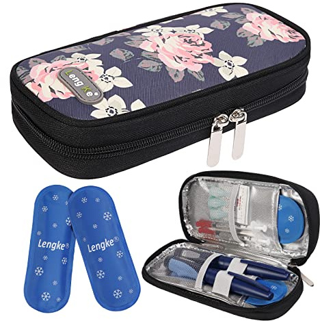 BOMKEE Borsa Termica per Insulina, Borsa Portatile per Raffreddamento Insulina Organizer per il Trasporto di Forniture Diabetiche Con 2 Impacchi di Ghiaccio