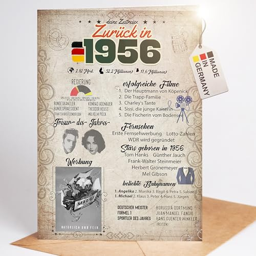 myDreamwork® Besondere Geburtstagskarte 70 Inkl. Umschlag | 1956 Jahrgang Geschenk | Karte 70 Geburtstag Frau – Geburtstagskarte 70 lustig | 70. Geburtstag Mann – DIN A5 | 70