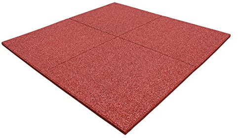 1m² Fallschutzmatten Rot 50x50x4cm Gummimatte Fallschutzplatten Outdoor Schaukel Rutsche Kletterturm Granulatmatte Sportmatte Bodenmatte