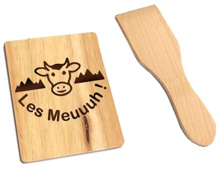 LITTLE BALANCE 8503 Set Raclette Wood 4 - Juego de 8 accesorios para dispositivo raspador, 4 espátulas + 4 tablas de madera, juego de raspador para 4 personas