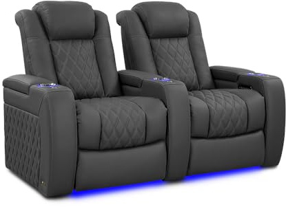 Valencia Tuscany Luxury Edition | Semi-Aniline Italian Nappa Leather 20000, Power Recline Chair with Lumbar Support & Headrest, Memory Control, (Row of 2, Graphite)