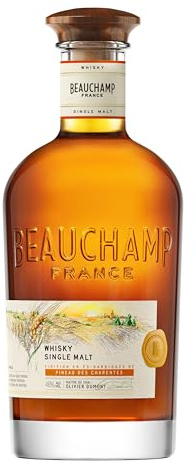 BEAUCHAMP - Whisky Single Malt – Médaille d’or au World Whiskies Awards 2024 - Whisky Français - Origine : France - 46% Alcool - Bouteille 70 cl