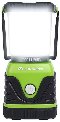 Flintronic Lanterne Camping LED, Lampe Camping Puissante 1000 lumens, Eclairage Camping Etanche IPX4, Lampe Camping Portative à Piles avec 4 Modes d'Eclairage, Luminosité Réglable