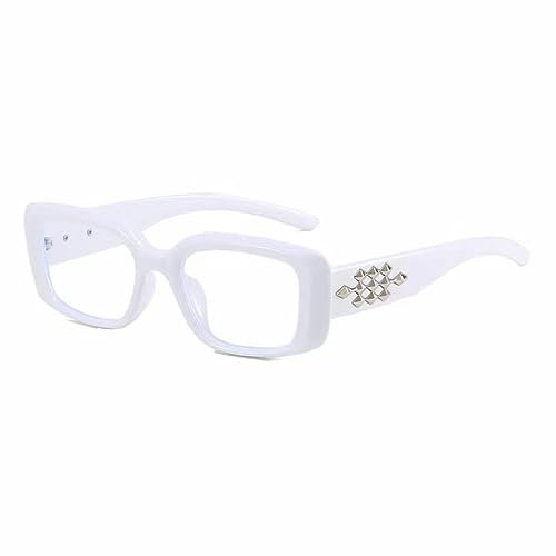 MUTYNE Blockierender Brillenrahmen für Damen und Herren, quadratisch, transparent, Computerbrille, Weiß, Einheitsgröße