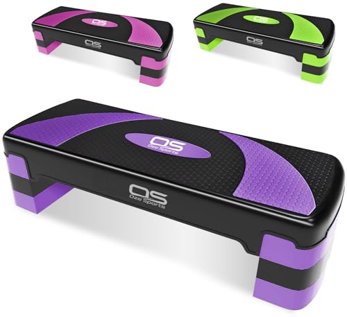 Aerobic Stepper platform -Step Steps board High - Exercise 2-5 Level Adjustable Height Fitness Workout Yoga Pilates Fitness Home Gym Removable Step Rise block (2 Levels Purple)