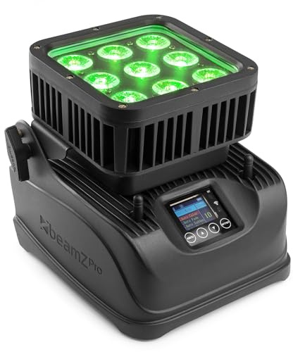 BeamZ Pro Starcolor72B Akku Bühnenfluter Washer, Drahtlos DMX, IP65, 15h Akku LED Strahler 9x 8 Watt Outdoor Gebäudebeleuchtung, Wandstrahler, Effektstrahler - Schwarz
