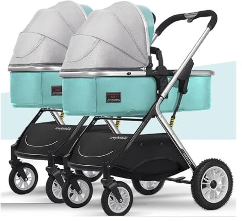 Cochecito Gemelo Plegable, Asiento Doble, cochecitos tándem, Carrito portátil Ligero, Cochecito Doble de aleación de Aluminio