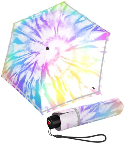 Knirps Barnfickparaply Rookie reflekterande med reflekterande kant, Batik, 90 cm, Fickparaply handöppnare