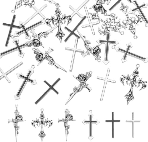 arricraft 30 Stück Gothic Kreuz Anhänger 5 Stile Antiksilber Kreuzanhänger Für Männer Legierung Tibetischer Stil Kreuzanhänger Für Frauen Gothic Halskette Christlicher Schmuck