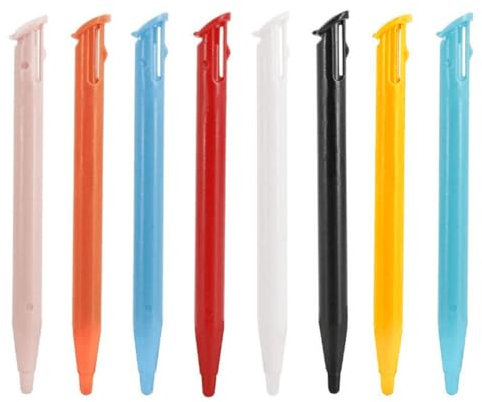 CJQRL Stylet pour Console DS/3DS Lite - 8 Pièces en Plastique avec Accessoires de Jeu - Compatible DSL/NDSL (8 Couleurs)