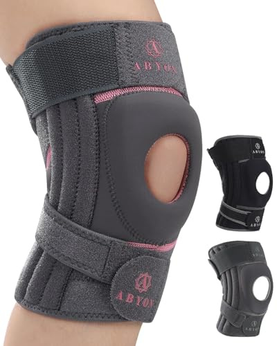 ABYON Elite Kniebandage für Damen & Herren mit 4-Fach verstellbarem rutschfestem Gurtsystem und seitlichen Stabilisatoren – Knieorthese bei Schmerzen, Arthritis, Kreuzband, Meniskus, Läuferknie (XXL)