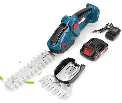 Taille Haie Batterie, Taille Haie Electrique 24V 2 en 1, avec 1 Batterie, Chargeur et 2 Lames Taille Haie,Taille-haie sans Fil Electrique Cisaille de Jardin pour Arbustes, Jardin, Gazon, Pelouse