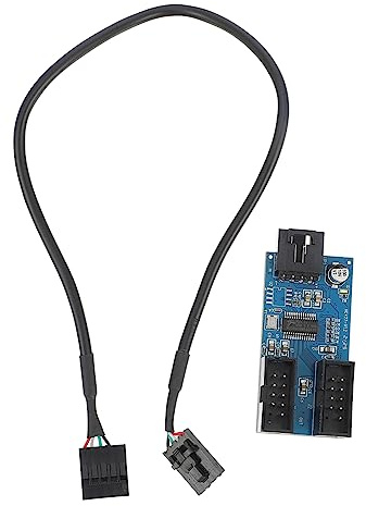 UKCOCO USB 2.0 9 Pin Extension Hub Adapter Dual Output USB Header Converter Stable Pcb Material Adhesive Sticker for Computer Motherboard Connection