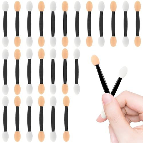 GZSYWZ 50 Pièces Applicateurs de Fard à Paupières éponge - Pinceaux de Fard à Paupières Double Face Jetables, Bâtons d’applicateurs éponge d’ombres à Paupières, Ensemble de Pinceaux de Maquillage