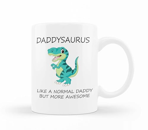 VIROSA Daddysaurus Mug – Like a Normal Daddy But More Roar-Some | Ideal for Dad Gifts, Daddy Birthday, Christmas, Father’s Day, Funny Dinosaur Coffee Mug for Any Occasion